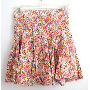 Tween Girls Skort Skater Style Skirt w/Built In Shorts Size XS Pink Multi Floral